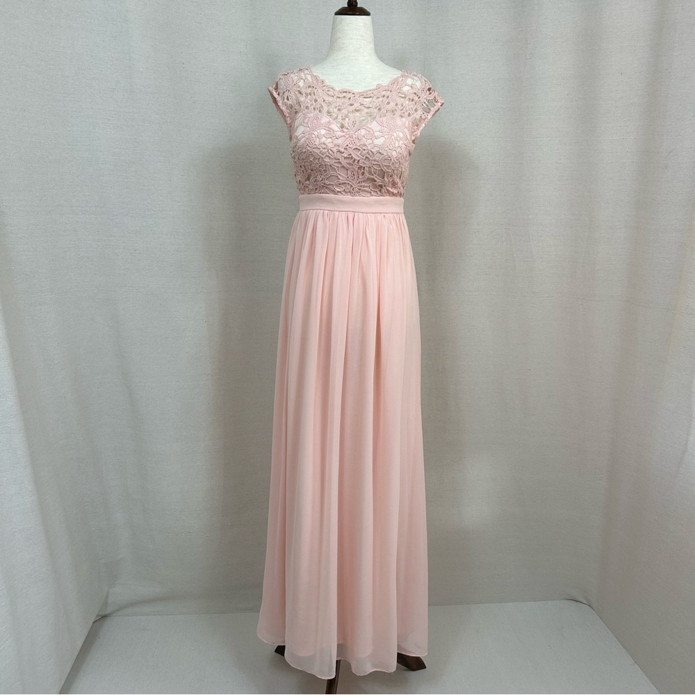 Maniju Blush Sleeveless Crew Neck Maxi Dress